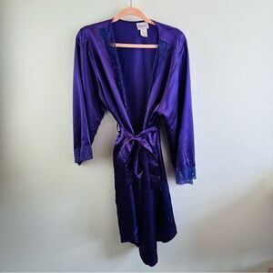 Amoureuse Purple Satin Robe Size L